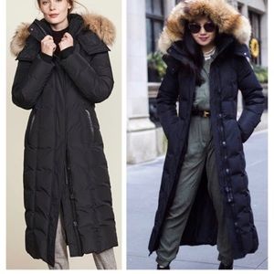 Mackage Long Down Coat with Genuine Coyote Fur & Shearling Trim